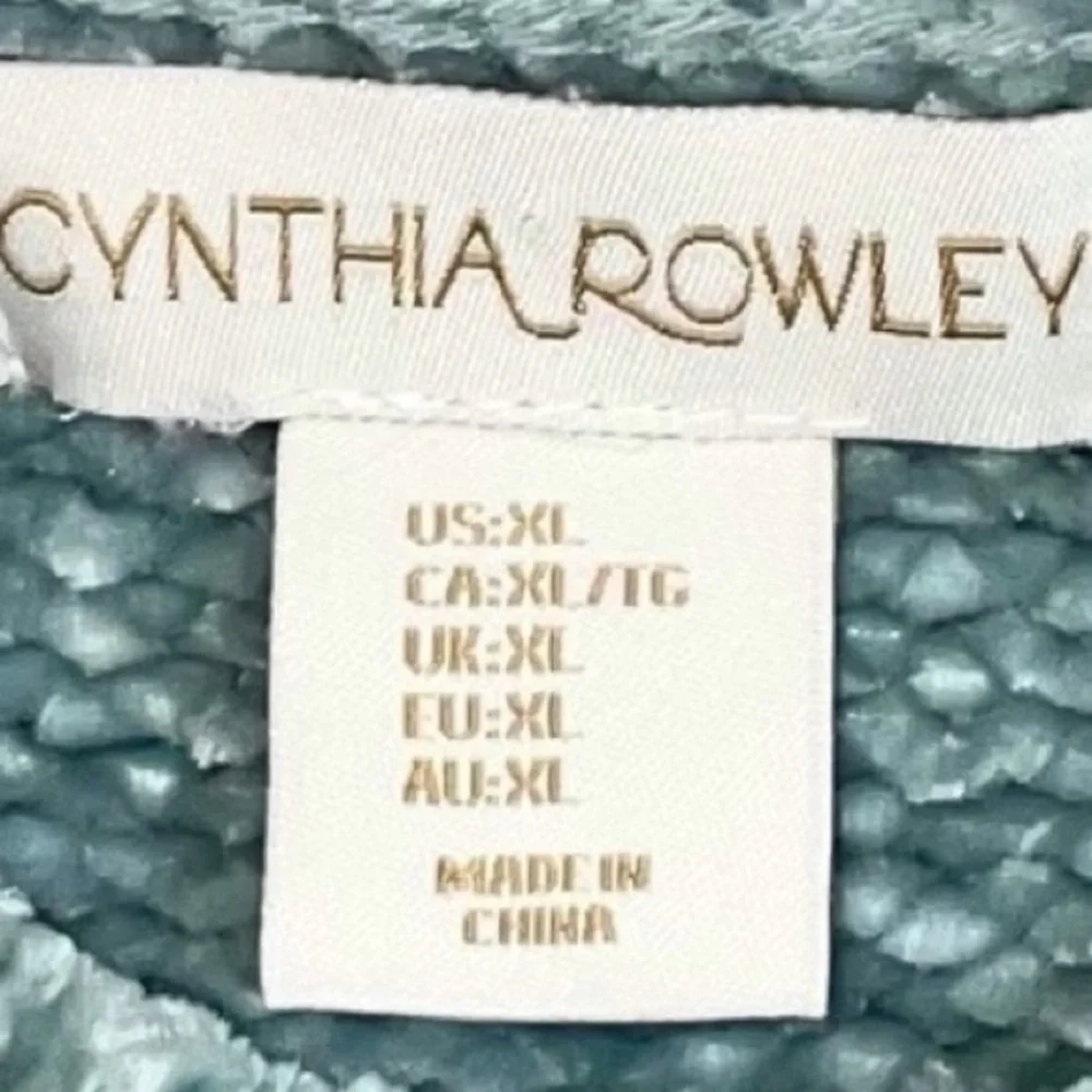 Soft Chenille Sweater Aqua Teal Turquoise Boxy Chunky Round Scoop Crew Neck XL - Picture 13 of 15